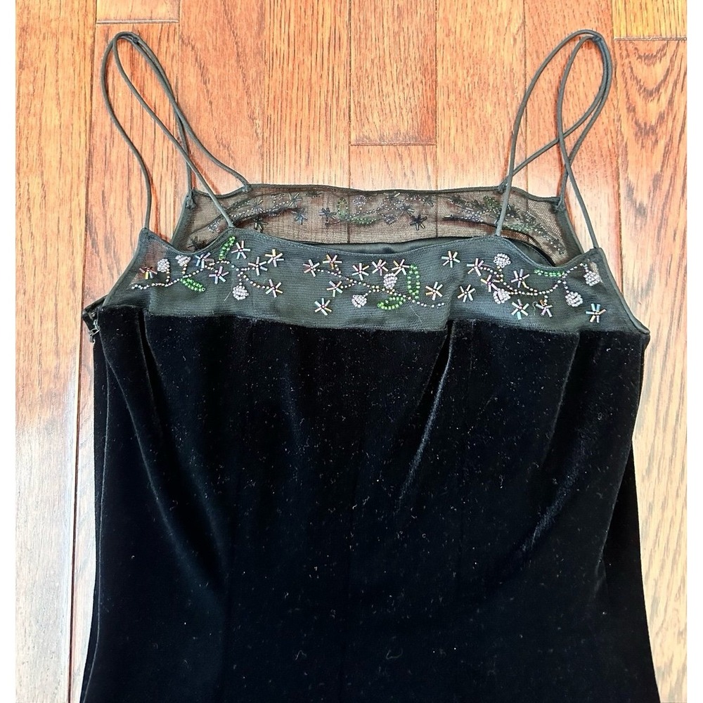 Rimini by Show Black Velour Beaded Floral Feminine Y2K Cocktail Dress Size 2 - Picture 11 of 12